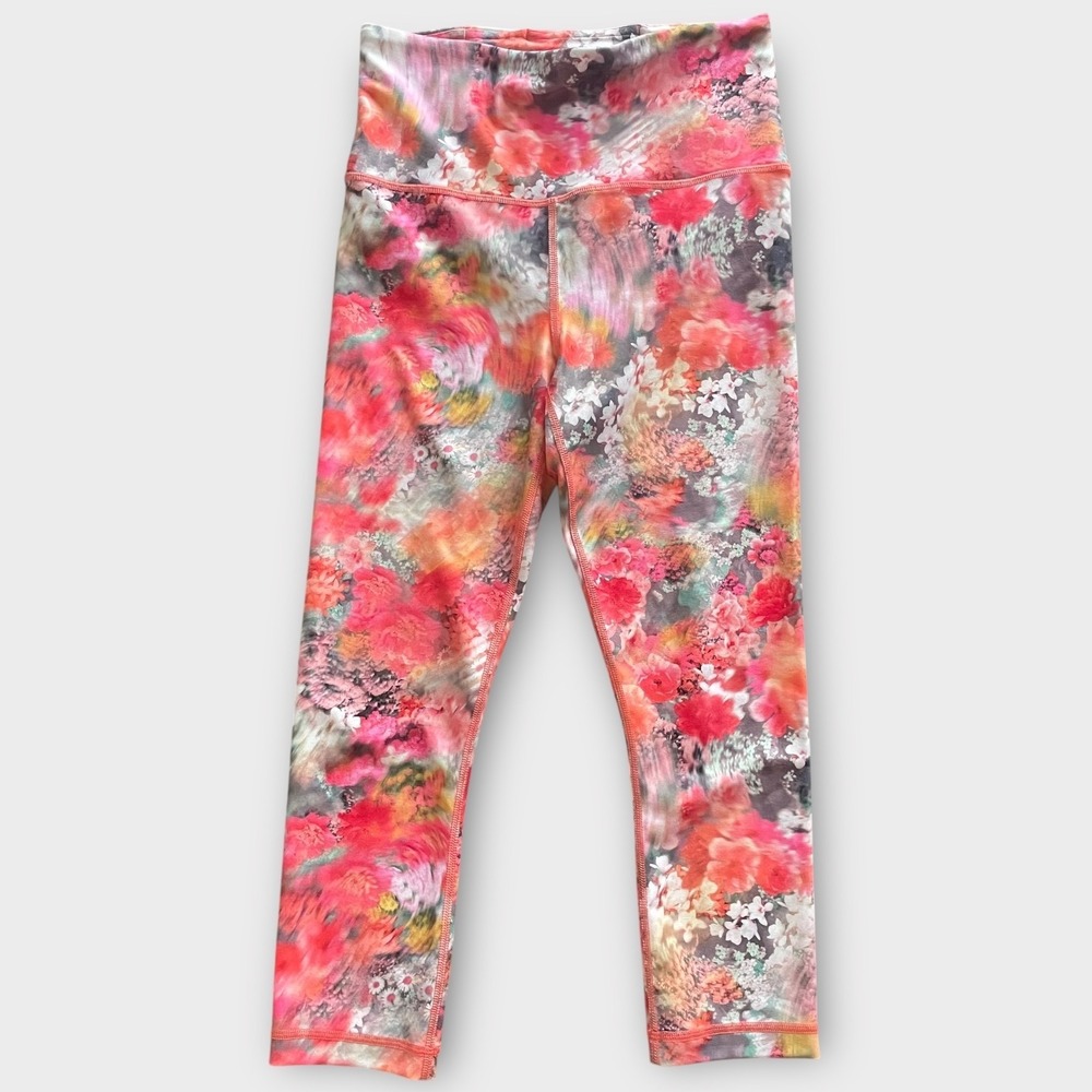 Athleta Floral Print Capri Leggings Illuminate White Top Crewneck Sweatshirt Set - Picture 3 of 16
